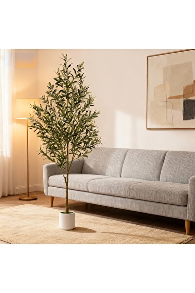 SCHENKERO شجرة زيتون مزيفة بطول 8 أقدام - نبات زخرفي مميز للاستخدام الداخلي والخارجي