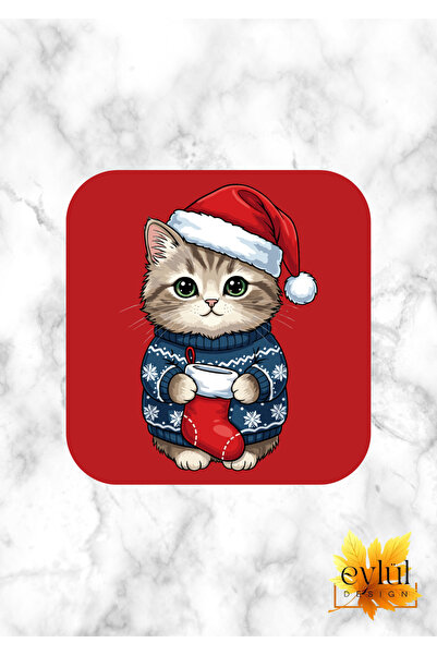 Eylül Design New Year Themed Fun Special Design Printed Mdf Square Coaster New Year Gift