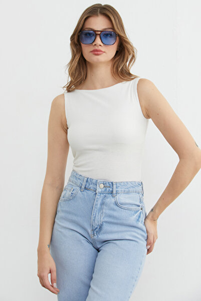 Fulla Moda κοτλέ Σώμα με λαιμόκοψη καγιάκ