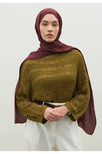 Freshscarfs Nara Cotton Flower Jacquard Shawl Plum Rot