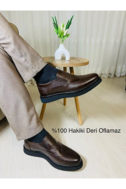 oflamaz Men's Shoes Oxford Inside and Outside 100% Genuine Leather Lightweight Orthopedic