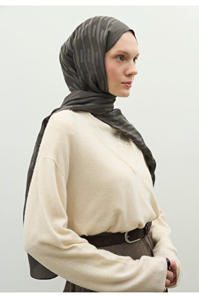 Freshscarfs Nara Cotton Flower Jacquard Shawl Dark Gray