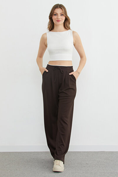 Fulla Moda Παντελόνι Modal με πλισέ με λεπτομέρεια στη μέση