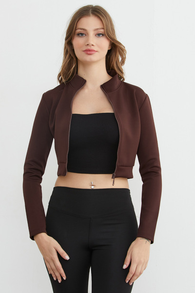 Fulla Moda Mock Neck Zippered Diving Fabric Sports Jacket