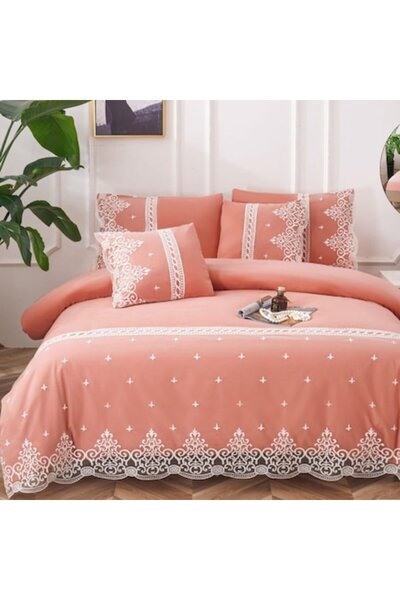 Casa de Vis Double bed linen set, satin cotton, 180 x 200 cm, 6 pieces, fitted, plain, Casa de Vis, VOL-06