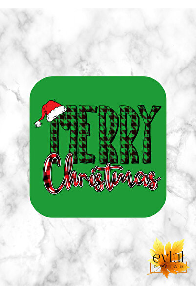 Eylül Design New Year's Themed Merry Christmas Fun Special Design Printed Mdf Square Coaster New Year's Gift