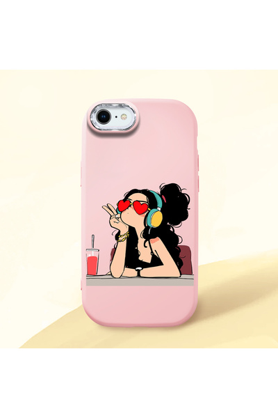 Hontinga حافظة هاتف من السيليكون الناعم باللون الوردي متوافقة مع كاميرا آيفون...