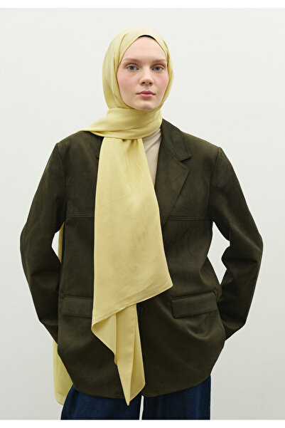 Freshscarfs Nara Cotton Floş Jacquard Shawl Soft Yellow