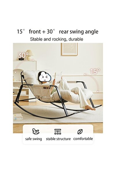 Roam shop Rocking Chair,Thicken Upholstered Rocking Armchair with Side Pocket and Metal Base,Rocking Chair
