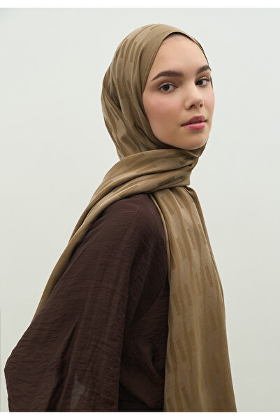 Freshscarfs Nara Cotton Floş Jacquard Shawl Toprak