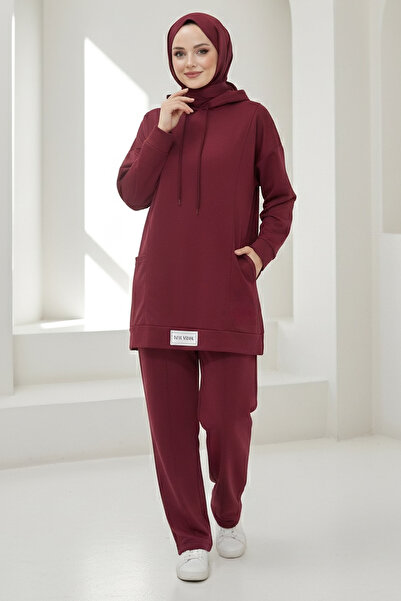 TOFİSA طقم مزدوج بجيبين من أرمالي، لون بوردو - 27982-BORDO