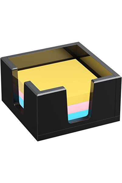 Slasa Acrylic Sticky Note Holder (3×3 in) Self-Stick Note Pad Desk Organizer, Black