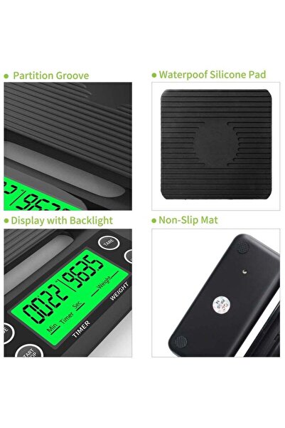 Generic Electronic Weighing Coffee Scale,Mini Electronic Scale, Coffee Scale with Timer,Professional Digital