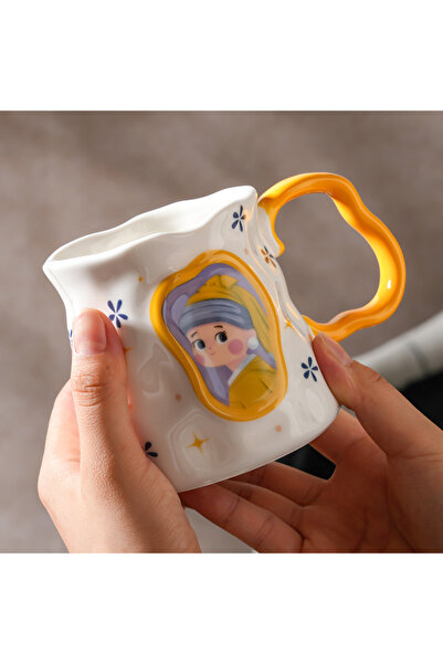 PALTO TASARIM Vintage Tasarım Kupa (Sarı Kulp ) - Hediye Seramik Kupa