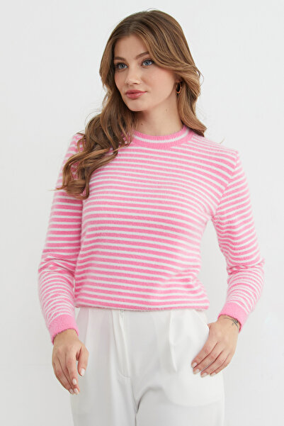 Fulla Moda Striped Bearded Sweater