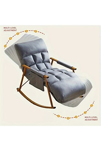 Roam shop Modern Rocking Recliner Chair with Ottoman Upholstered Fabric Lounge Chair with High Back gray-blue