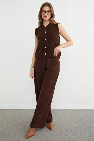 Fulla Moda Buttoned Pocketed Knitwear Sweater