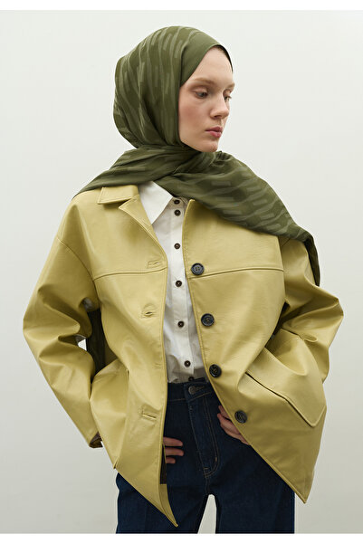 Freshscarfs Nara Cotton Flower Jacquard Shawl Military Khaki