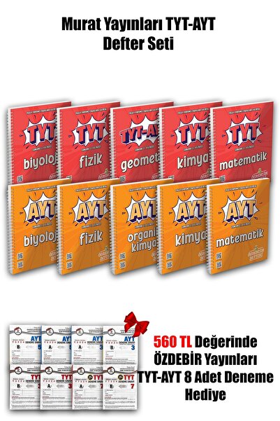 Murat Yayınları TYT AYT Sayısal Tüm Dersler 10'lu Öğrencim Defteri | Matemati...