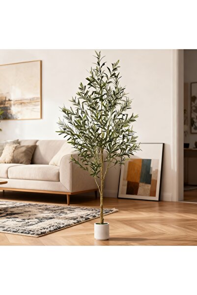 SCHENKERO شجرة زيتون مزيفة بطول 7 أقدام - نبات زخرفي أنيق للاستخدام المنزلي/ا...