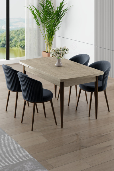 Canisa Asfel Serisi MDF 77x130 Traverten Yandan Açılabilir Mutfak Masası Takı...