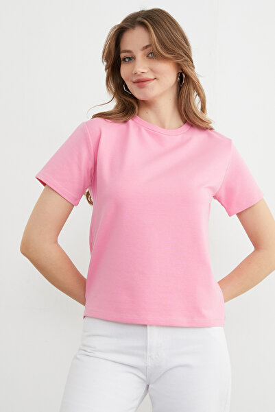 Fulla Moda Basic T-shirt με Γιακά Crew