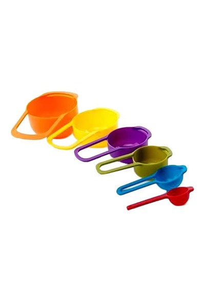 Generic Set of nesting measuring cups and spoons, multi-colored, plastic, 6 pieces