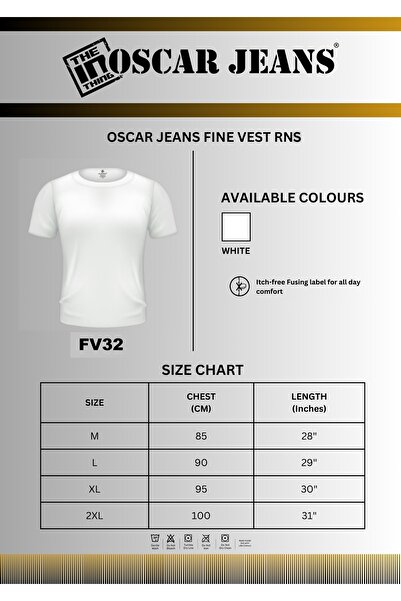 OSCAR JEANS Pack of 6 100% Cotton Basic Men's Vest Undershirt Short Sleeves Soft Breathable