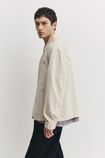 Pull & Bear Nakışlı çizgili gömlek