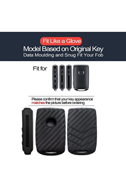 Generic Protective carbon-fiber style silicone cover and holder for car remote key, black - Envibar