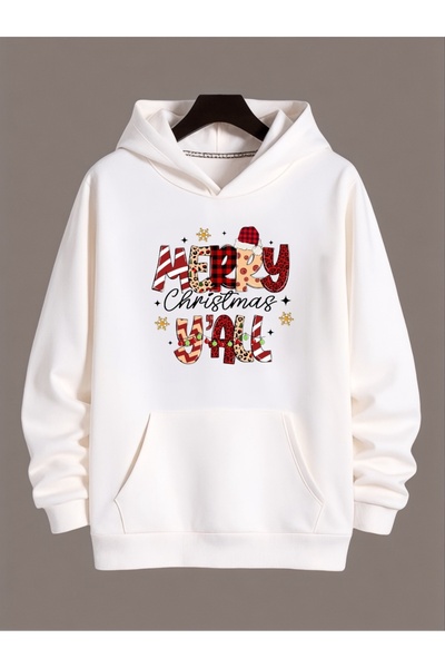 ArtYus Unisex Long Sleeve Transfer Merry Christmas Christmas Printed Plus Size Crew Neck Sweatshirt