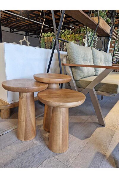 Aura Wood IHLAMUR 3 Lü mantar sehpa 35cm