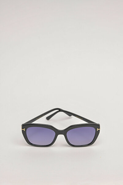 Marco Salvadori Siyah Gold Detaylı Cat Eye UV400 Metal Menteşeli Füme Cam Kad...