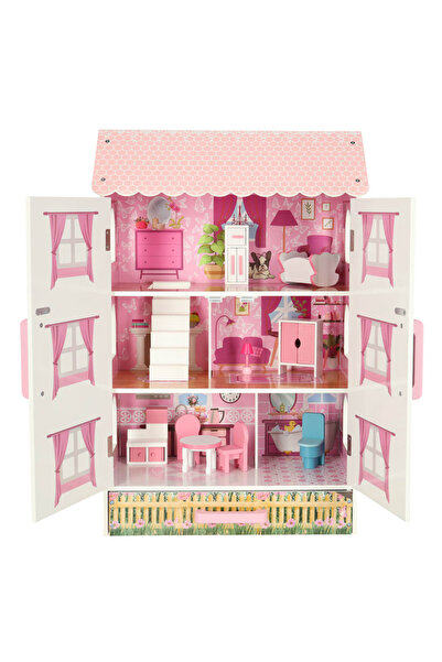 indiggo Casuta Papusi Lemn Pink Balerina cu Sertar Depozitare Usi Magnetice 3 Etaje Mobilier Accesorii