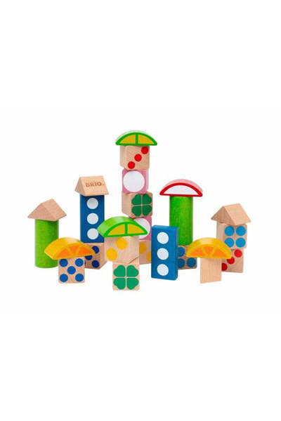 BRIO Set of wooden blocks with colorful patterns