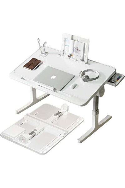 Arabest Laptop Table for Bed,Height-Adjustable Angle Tray Table with USB Port,Easy to Fold