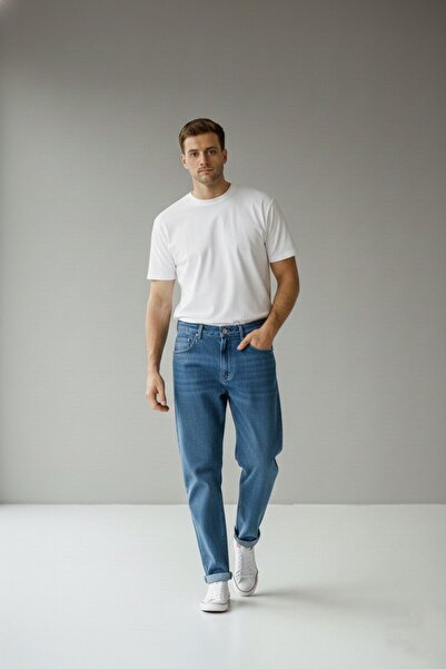 Wkm Denim Ανδρικό τζιν παντελόνι με κανονική εφαρμογή και άνετη εφαρμογή