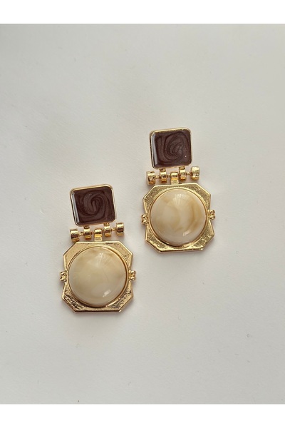 mibrillo Brand Equivalent Two Color Agate Stone Earrings