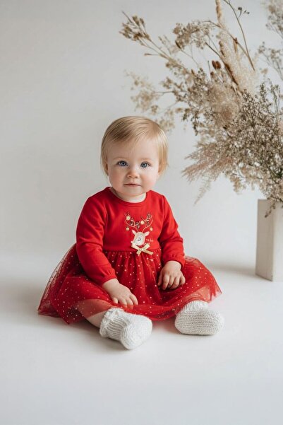 Banamio Melinda Geyik Embroidered Star Foil Printed New Year's Dress