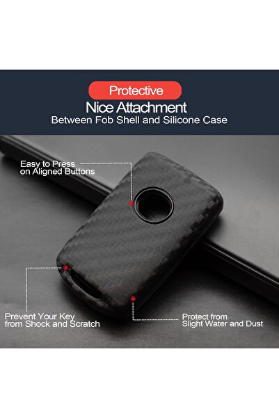 Generic Protective carbon-fiber style silicone cover and holder for car remote key, black - Envibar