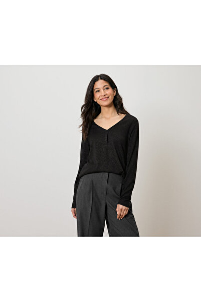 Tchibo Women's Blouse, Glitter Thread, Black