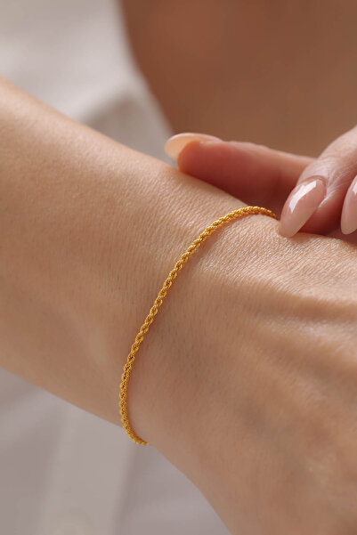 Kado Kuyumculuk 14 Ayar Sarı Gold Altın Halat Burgu Zincir Bileklik