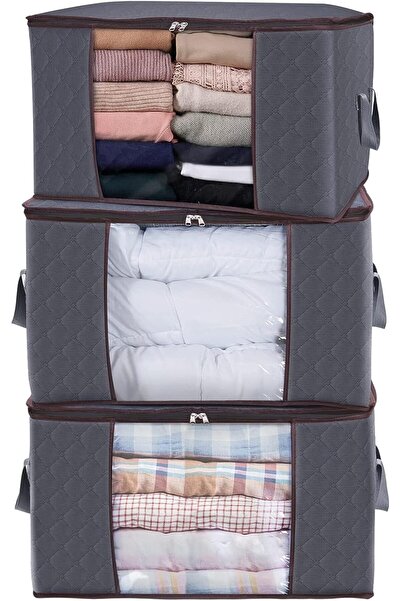 Arabest 3-piece clothes storage bag, reinforced handle, sturdy zipper, with t...