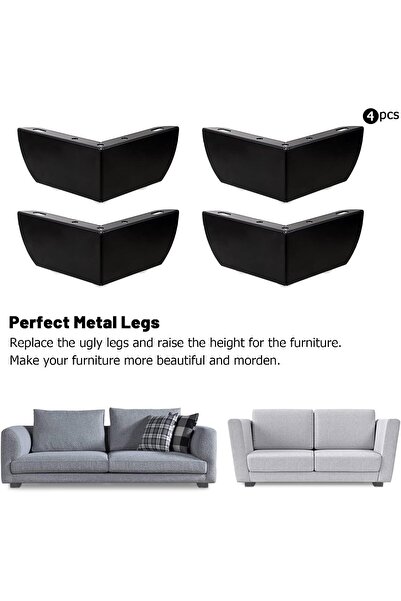 NALACAL 4Pcs 5.5cm Metal Sofa Legs Furniture Feet (Black)