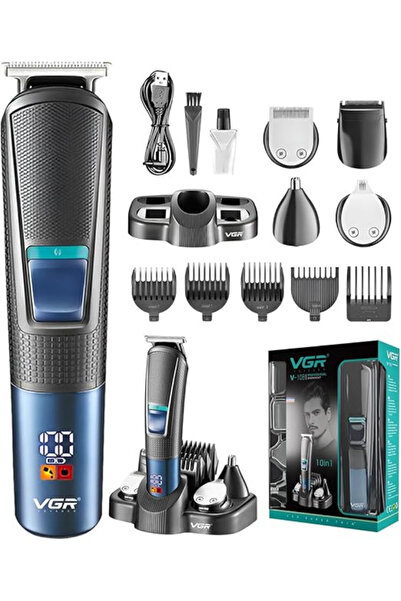 VGR V-108 Professional 10 in 1 Grooming Kit with LED Display, All in one Trimmer for Men