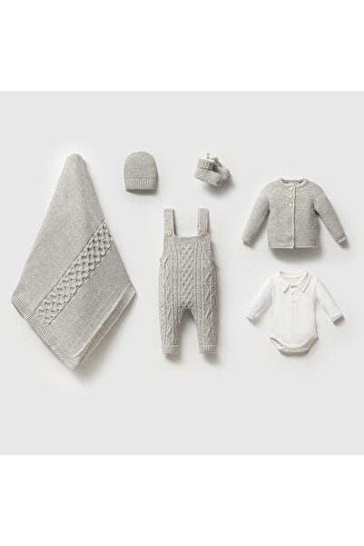 Nipperland Nipperlan Baby Girl and Boy Knitwear Lamb Wool Hospital Discharge 0-3 Months Knitwear Set Cardigan Salopet Set
