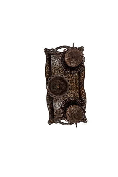 ACAR Luxury 2-Person Turkish Coffee Set in Ottoman Style – Magical Red Bronze Finish – Made in Turkey