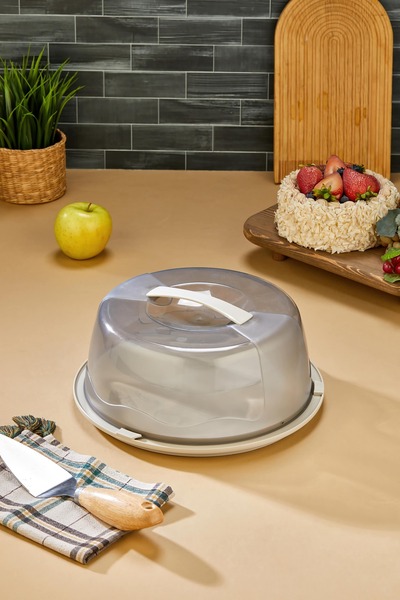 Miningaa 30 cm Kilitli Kapaklı Yuvarlak Pasta ve Kek Fanusu Saklama ve Taşıma Kabı, Pasta-Kek-Kurabiye için