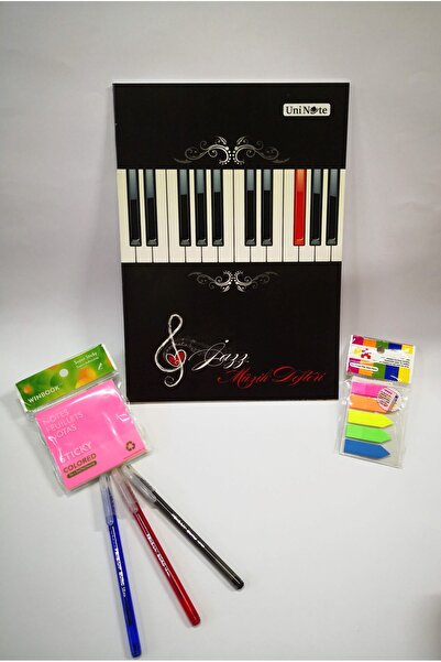 ÇINAR DEFTER Müzik Defteri 30 Yaprak, 5 Renk Ok Film Index Ayraç, 76x76 Renkl...