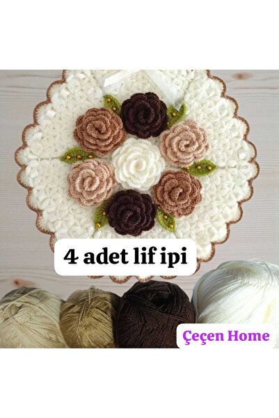ÇEÇEN HOME 4'Lü El Örgü Lif İpi Seti Kazak-Yelek İpi 100 Gr - 475 Mt